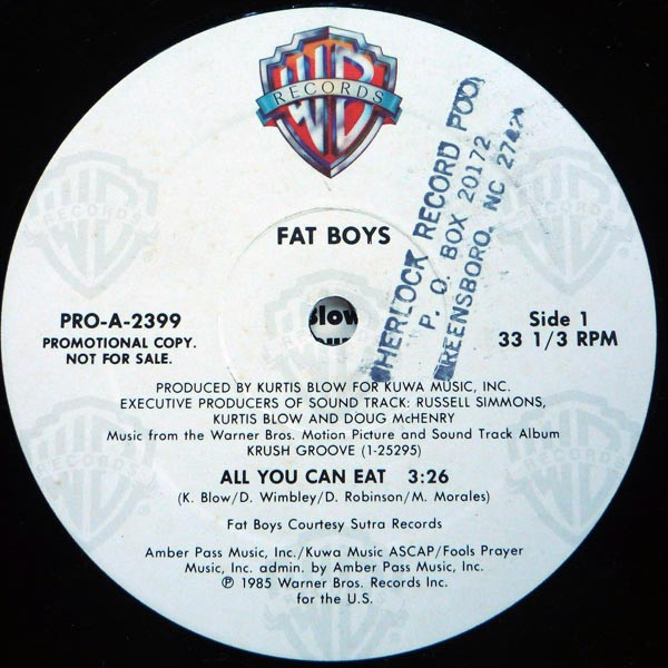 Fat Boys - All You Can Eat | Warner Bros. Records (PRO-A-2399) Fat Boys - All You Can Eat | Warner Bros. Records (PRO-A-2399)