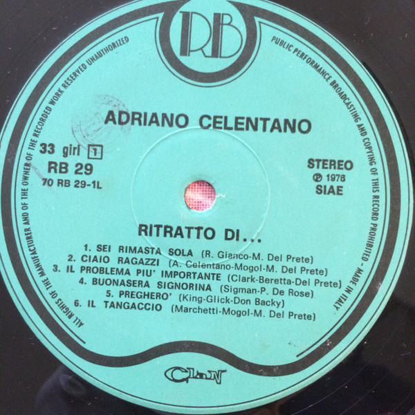Adriano Celentano - Ritratto Di... Adriano Celentano | Record Bazaar (RB 29) - 4 Adriano Celentano - Ritratto Di... Adriano Celentano | Record Bazaar (RB 29) - 4