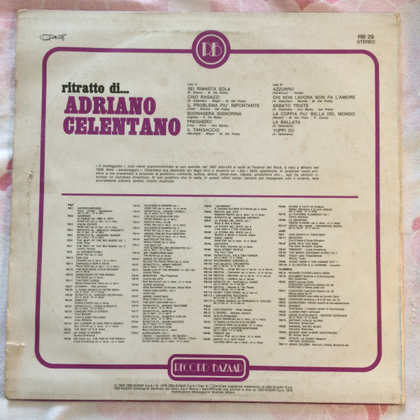 Adriano Celentano - Ritratto Di... Adriano Celentano | Record Bazaar (RB 29) - 2 Adriano Celentano - Ritratto Di... Adriano Celentano | Record Bazaar (RB 29) - 2