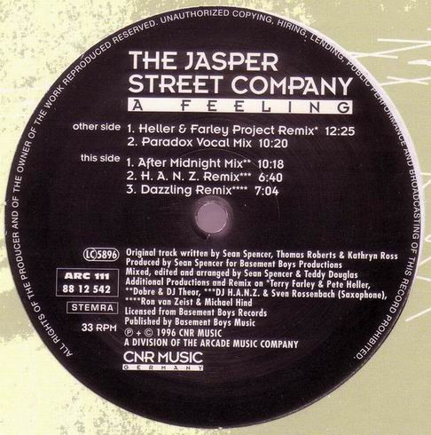 Jasper Street Co. - A Feeling | CNR Music Germany (88 12 542) Jasper Street Co. - A Feeling | CNR Music Germany (88 12 542)
