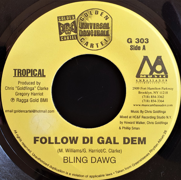 Bling Dawg / Breeze - Follow Di Gal Dem / What Di Hell | Golden Cartel Records (G 303)