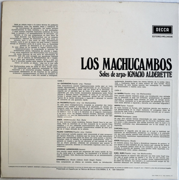 Los Machucambos - Los Machucambos En 4 Fases | Decca (PFS 34006) - 2