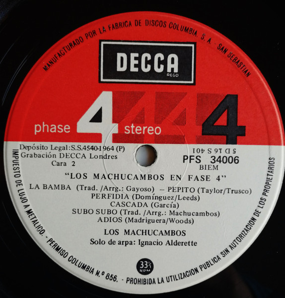 Los Machucambos - Los Machucambos En 4 Fases | Decca (PFS 34006) - 4