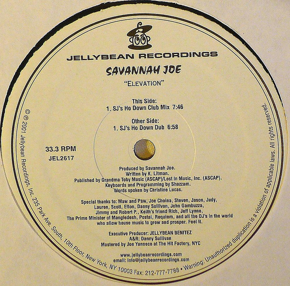 Savannah Joe - Elevation | Jellybean Recordings (JEL2617)