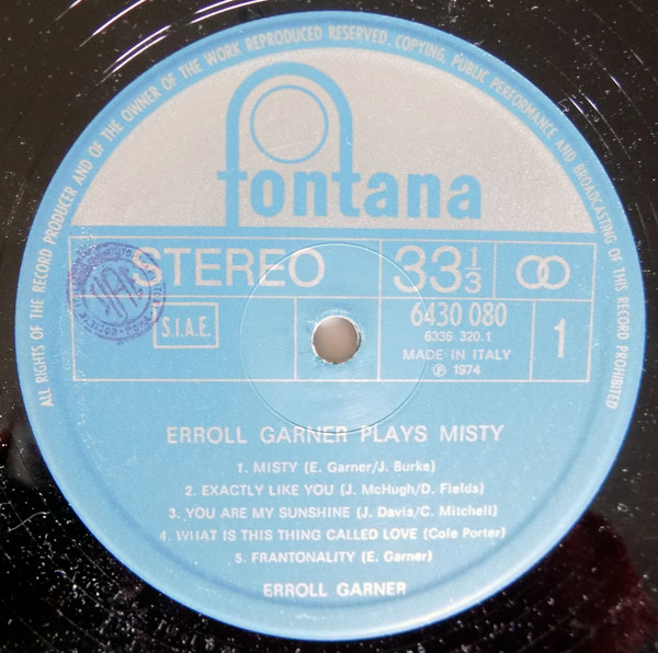 Erroll Garner - Plays Misty | Fontana (6430 080) - 3