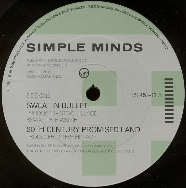 Simple Minds - Sweat In Bullet | Virgin (VS 451•12) - 3 Simple Minds - Sweat In Bullet | Virgin (VS 451•12) - 3