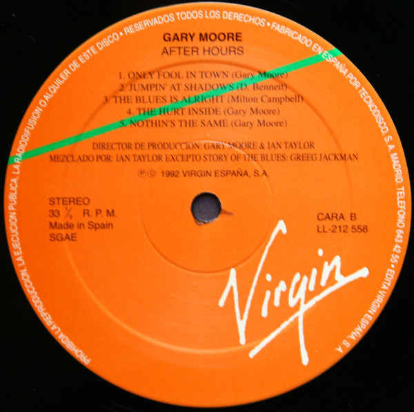 Gary Moore - After Hours | Virgin (LL-212 558) - 4 Gary Moore - After Hours | Virgin (LL-212 558) - 4
