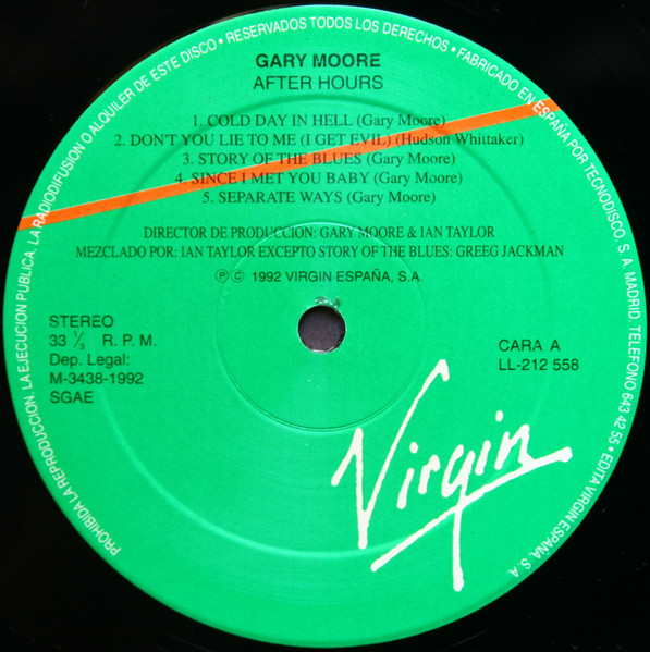 Gary Moore - After Hours | Virgin (LL-212 558) - 3 Gary Moore - After Hours | Virgin (LL-212 558) - 3