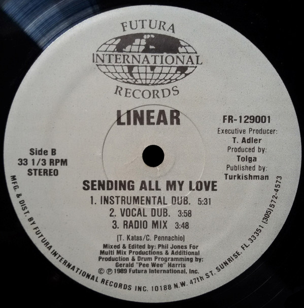 Linear - Sending All My Love | Futura International Records (FR-129001) Linear - Sending All My Love | Futura International Records (FR-129001)