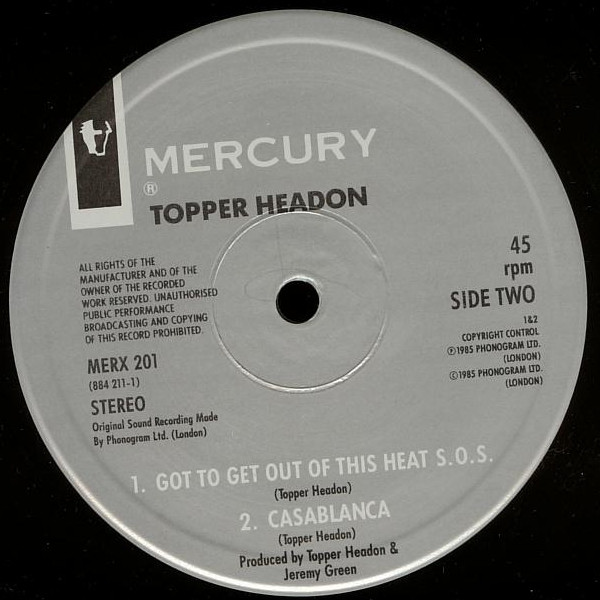 Topper Headon - Leave It To Luck | Mercury (MERX 201) - 4 Topper Headon - Leave It To Luck | Mercury (MERX 201) - 4
