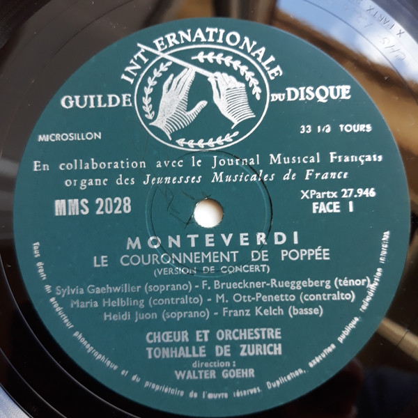 Claudio Monteverdi , Tonhalle-Orchester Zürich Direction: Walter Goehr - Le Couronnement De Poppée | Guilde Internationale Du Disque (MMS-2028) - 3