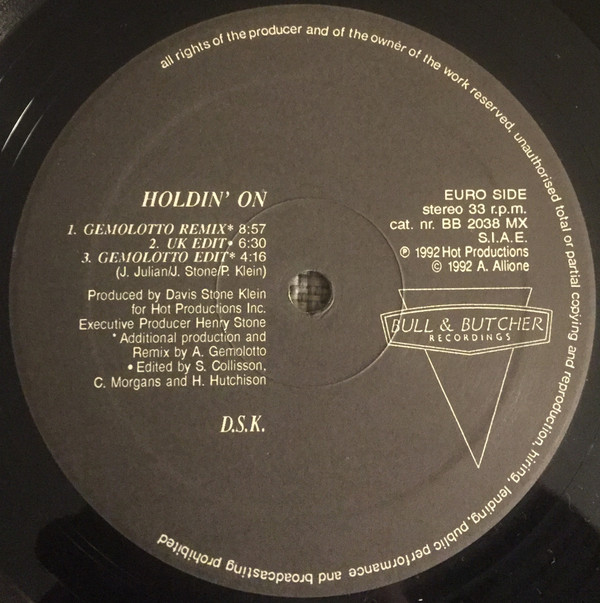 DSK - Holdin' On | Bull & Butcher Recordings (BB 2038 MX)
