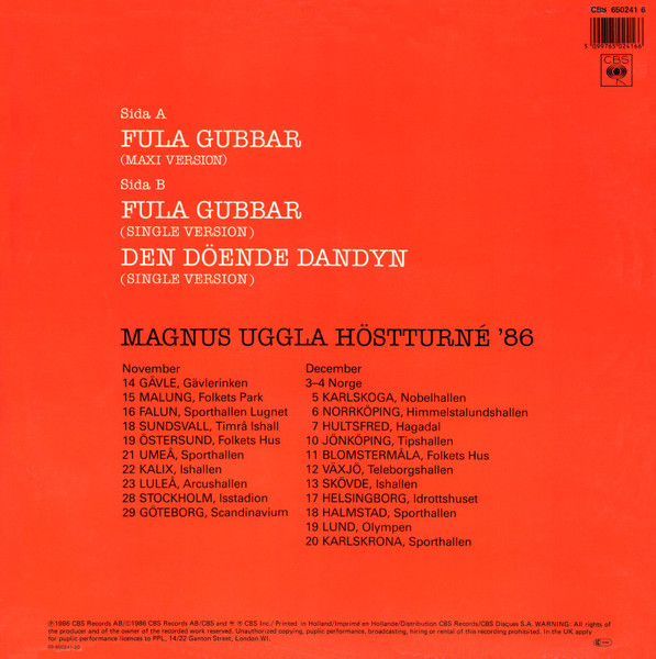 Magnus Uggla - Fula Gubbar | CBS (650241 6) - 2