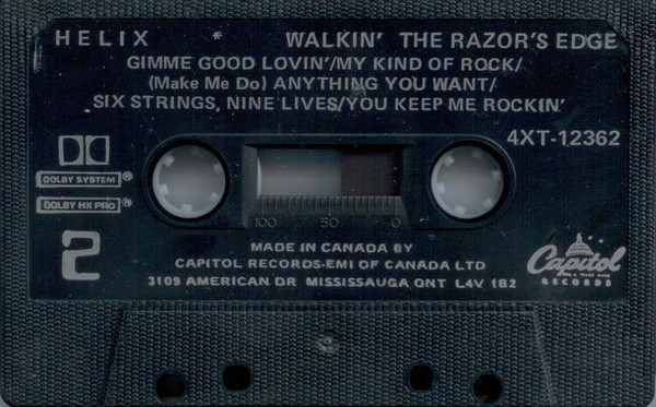 Helix - Walkin' The Razor's Edge [Cassette] | Capitol Records (4XT-12362) - 4