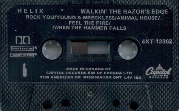 Helix - Walkin' The Razor's Edge [Cassette] | Capitol Records (4XT-12362) - 3