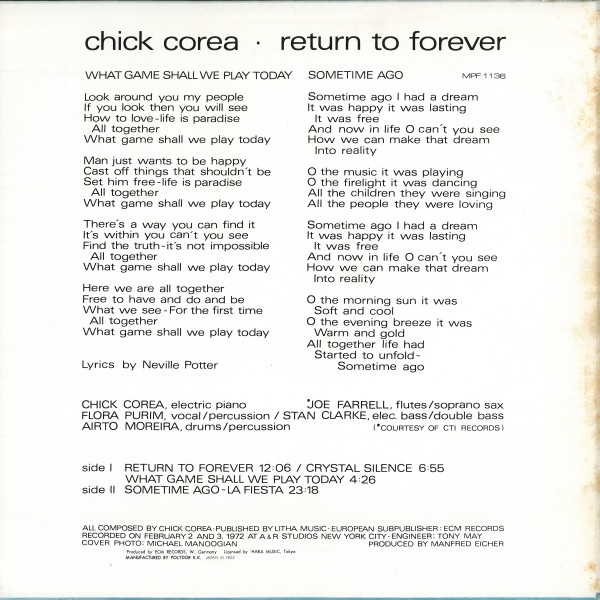 Chick Corea - Return To Forever | Polydor (MPF 1136) - 2