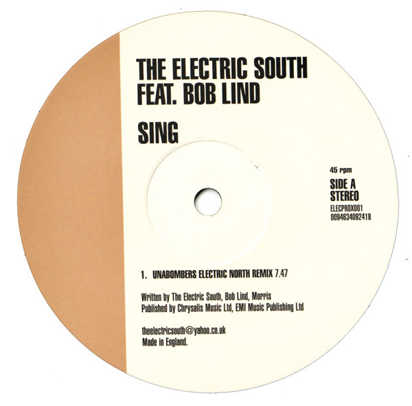 The Electric South Feat. Bob Lind - Sing | Not On Label (ELECPROX001) - 3