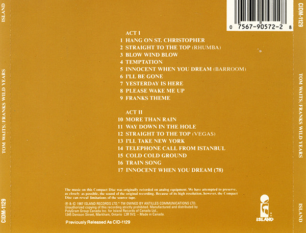 Tom Waits - Franks Wild Years | Island Records (CIDM-1129) - 2
