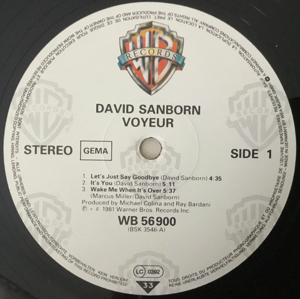 David Sanborn - Voyeur | Warner Bros. Records (WB 56 900)