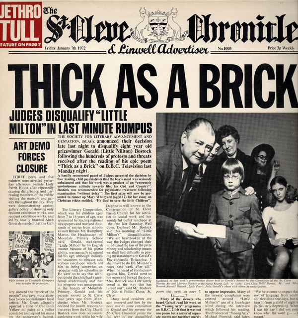 Jethro Tull - Thick As A Brick | Chrysalis (CHR 1003)