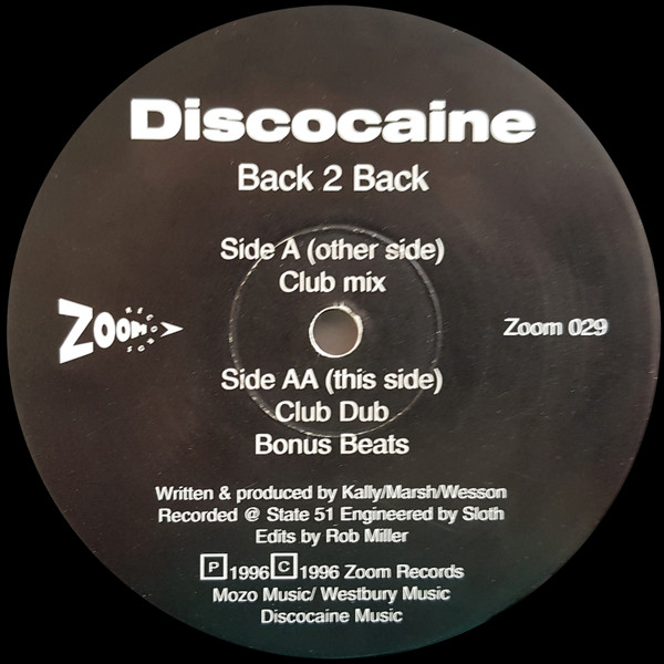 Discocaine - Back 2 Back | Zoom Records (ZOOM 029) - main