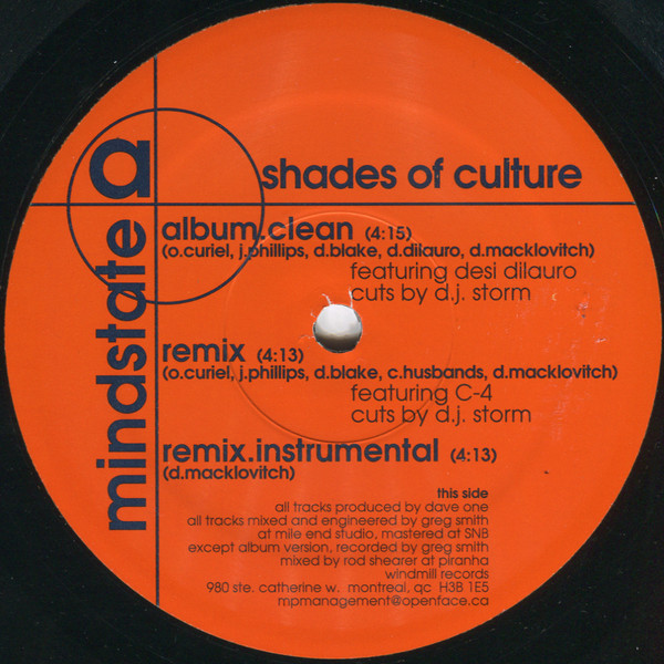 Shades Of Culture - Mindstate / Island I'm From Part II | Windmill Records (TOT-14-1) - 2