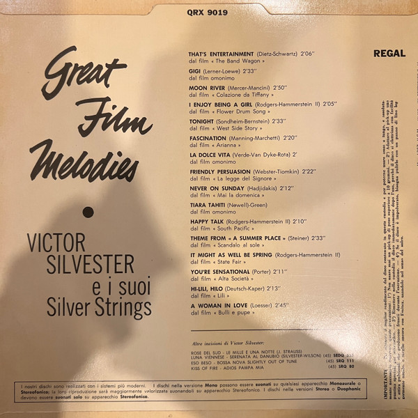 Victor Silvester and His Silver Strings - Great Film Melodies | Regal (QRX 9019) - 2 Victor Silvester and His Silver Strings - Great Film Melodies | Regal (QRX 9019) - 2