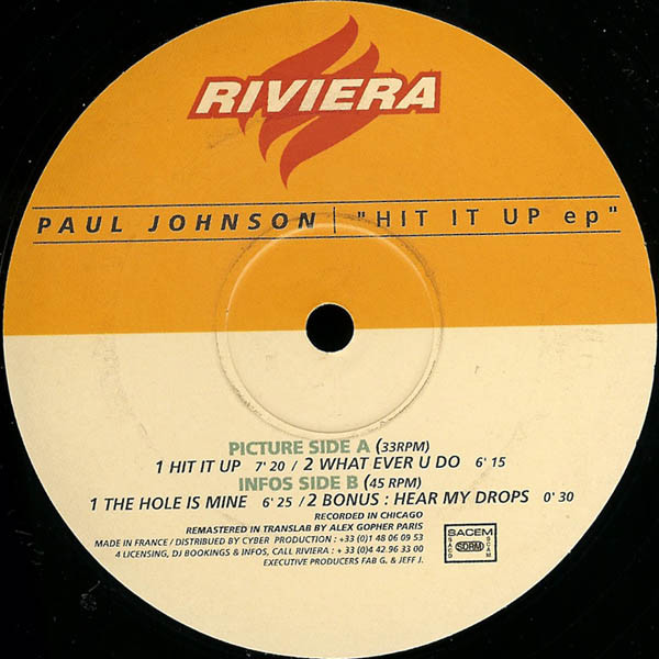 Paul Johnson - Hit It Up EP | Riviera (RIVIERA 001) - 2 Paul Johnson - Hit It Up EP | Riviera (RIVIERA 001) - 2