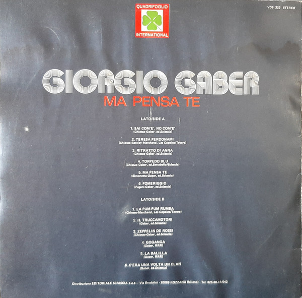 Giorgio Gaber - Ma Pensa Te | Quadrifoglio (VDS 326) - 2 Giorgio Gaber - Ma Pensa Te | Quadrifoglio (VDS 326) - 2