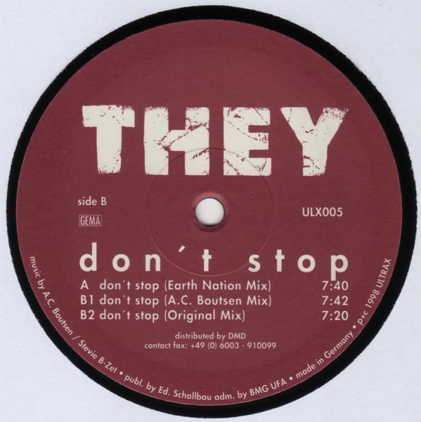 They - Don't Stop | Ultra-x Records (ULX005) - 4