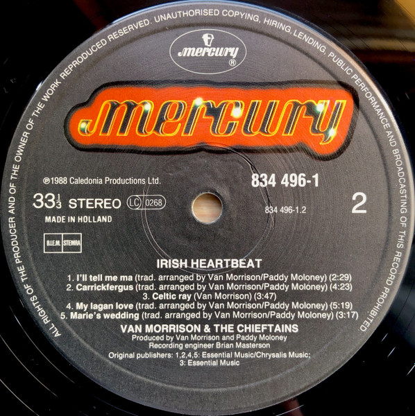 Van Morrison & The Chieftains - Irish Heartbeat | Mercury (834 496-1) - 4