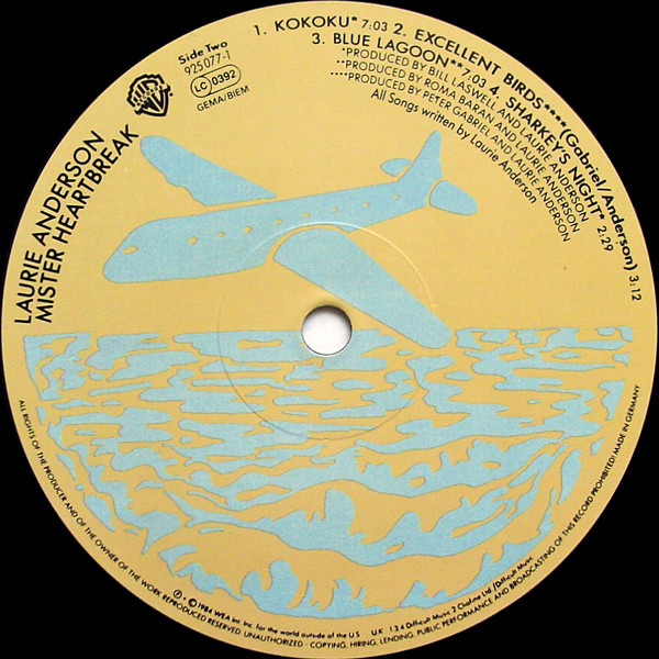 Laurie Anderson - Mister Heartbreak | Warner Bros. Records (925 077-1) - 4