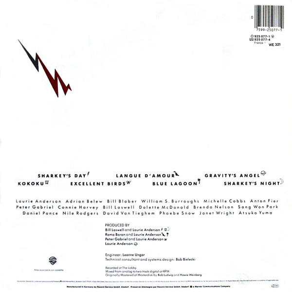 Laurie Anderson - Mister Heartbreak | Warner Bros. Records (925 077-1) - 2