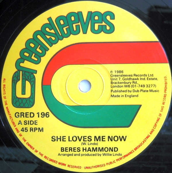 Beres Hammond - She Loves Me Now | Greensleeves Records (GRED 196) - main Beres Hammond - She Loves Me Now | Greensleeves Records (GRED 196) - main