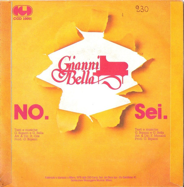 Gianni Bella - No | CGD (CGD 10091) - 2