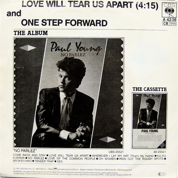 Paul Young - Love Will Tear Us Apart | CBS (CBSA 4238) - 2