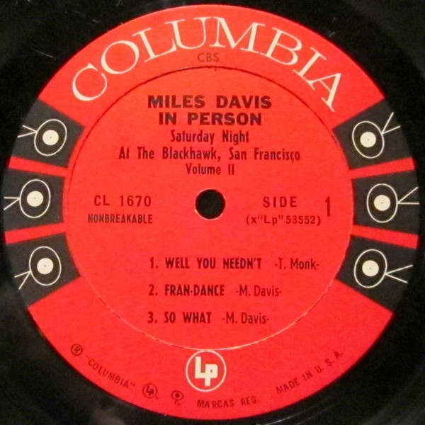 Miles Davis - In Person, Saturday Night At The Blackhawk, San Francisco, Volume II | Columbia (CL 1670) - 2