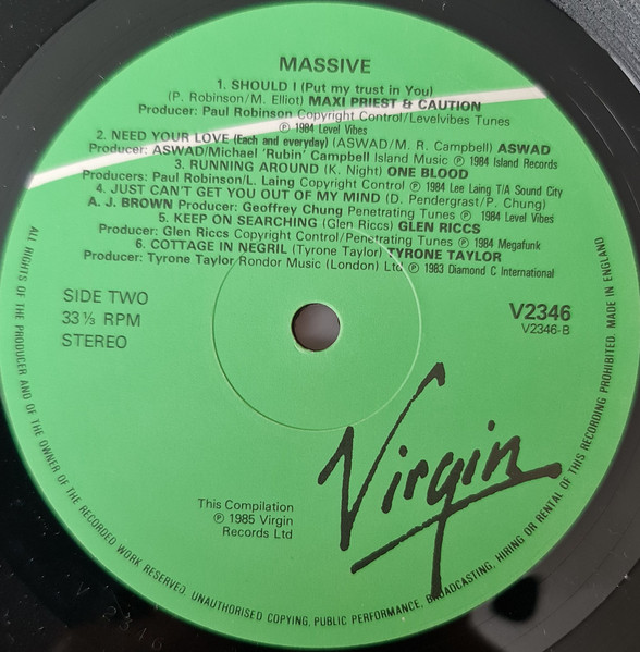 Various - Massive 1: An Album Of Reggae Hits | Virgin (V 2346) - 4
