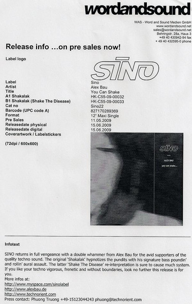 Alex Bau - You Can Shake | Sino (Sino22)