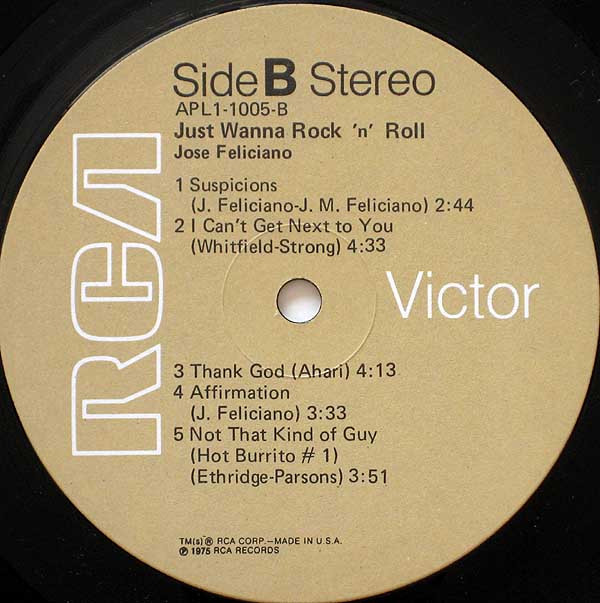 Jose Feliciano - Just Wanna Rock 'N' Roll | RCA Victor (APL1-1005)