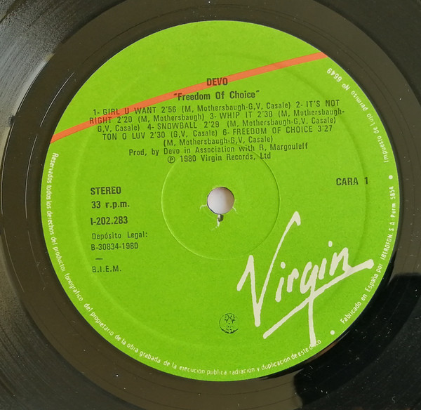 Devo - Freedom Of Choice | Virgin (I-202.283) - 3