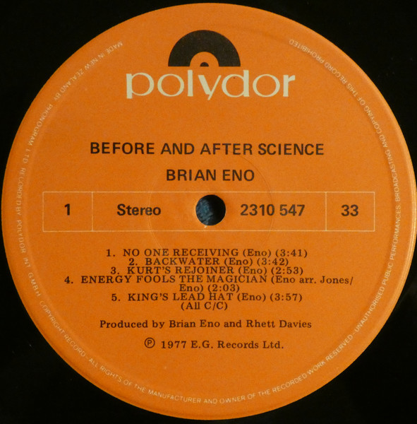 Brian Eno - Before And After Science | Polydor (2310 547) - 3