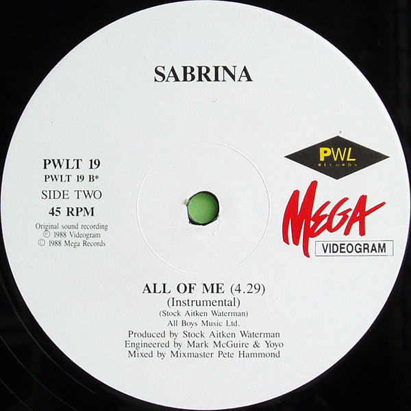 Sabrina - All Of Me | PWL Records (PWLT 19) - 4 Sabrina - All Of Me | PWL Records (PWLT 19) - 4