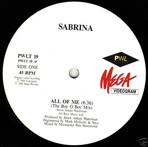 Sabrina - All Of Me | PWL Records (PWLT 19) - 3 Sabrina - All Of Me | PWL Records (PWLT 19) - 3
