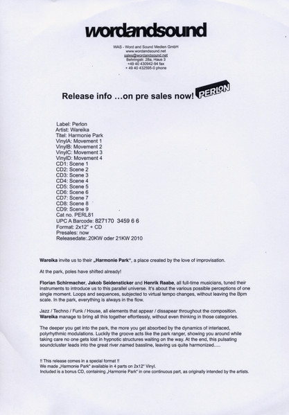 Wareika - Harmonie Park | Perlon (PERL81)