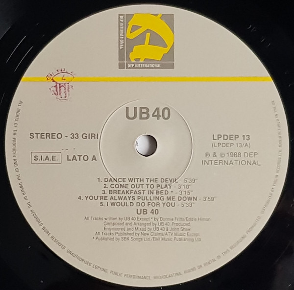 UB40 - UB40 | DEP International Studios (LPDEP 13) - 3