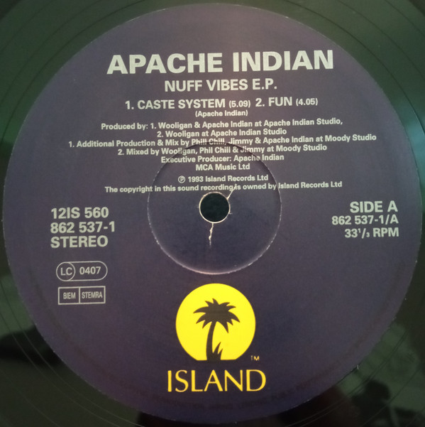 Apache Indian - Nuff Vibes E.P. | Island Records (12IS 560) - 3 Apache Indian - Nuff Vibes E.P. | Island Records (12IS 560) - 3