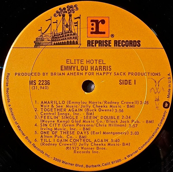 Emmylou Harris - Elite Hotel | Reprise Records (MS 2236) - 3