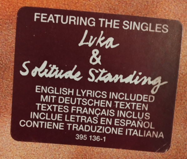 Suzanne Vega - Solitude Standing | A&M Records (395136-1) - 12
