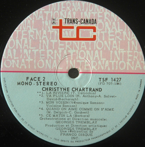 Christine Chartrand - La Rivière [Vinyl] | Trans-Canada International (TSF 1427) - 4